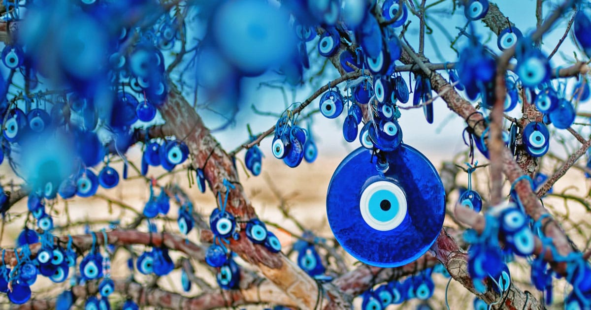 Amuleto in Vetro di Turkin Fatto Mano Occhio Portafortuna Blu con Corda di Iuta Ornamento Appendere Parete Perlina Nazar Charm Protezione Domestica per Decorazione della Casa 